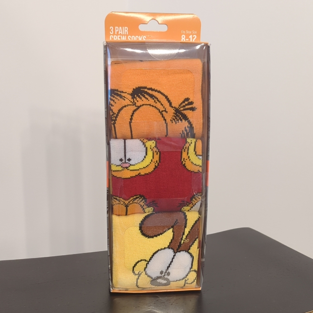 NWT Garfield Socks 3-Pack Size 8-12